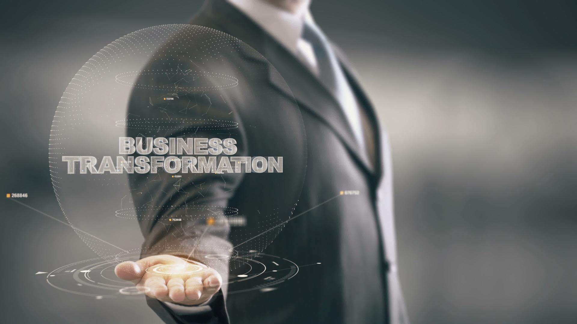 Business Transformation with hologram businessman concept